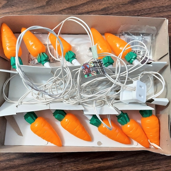 Vtg Easter Carrot String Light 10 Plastic Vegetables Cottontale Collection - Picture 2 of 6